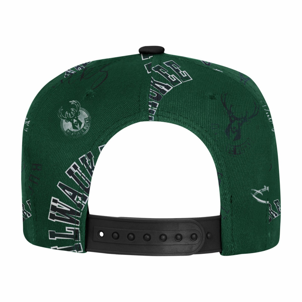 Hunter Green Milwaukee Bucks Outerstuff Youth Street Hooper Allover Print Snapback Hat | NBA