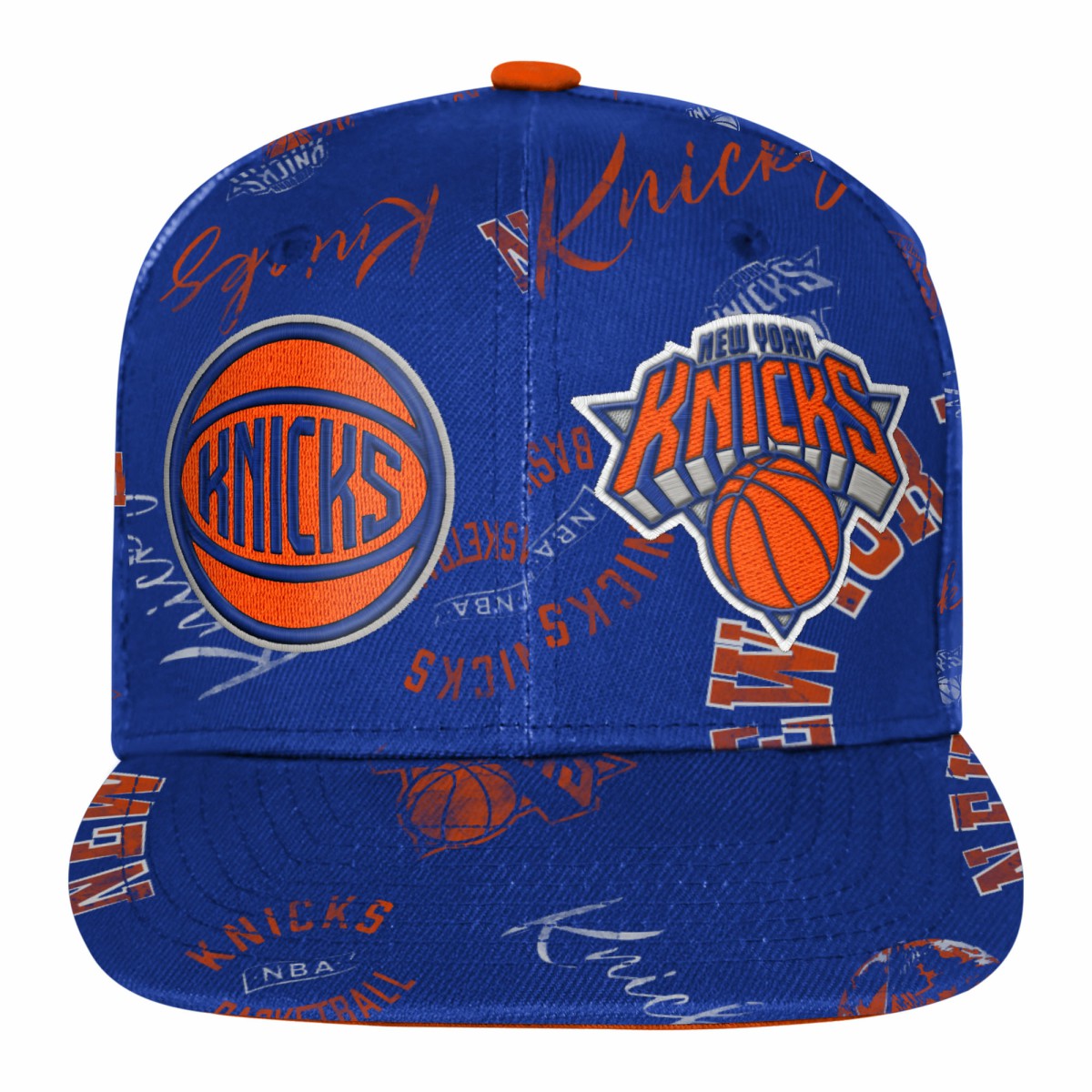 Blue New York Knicks Outerstuff Youth Street Hooper Allover Print Snapback Hat | NBA