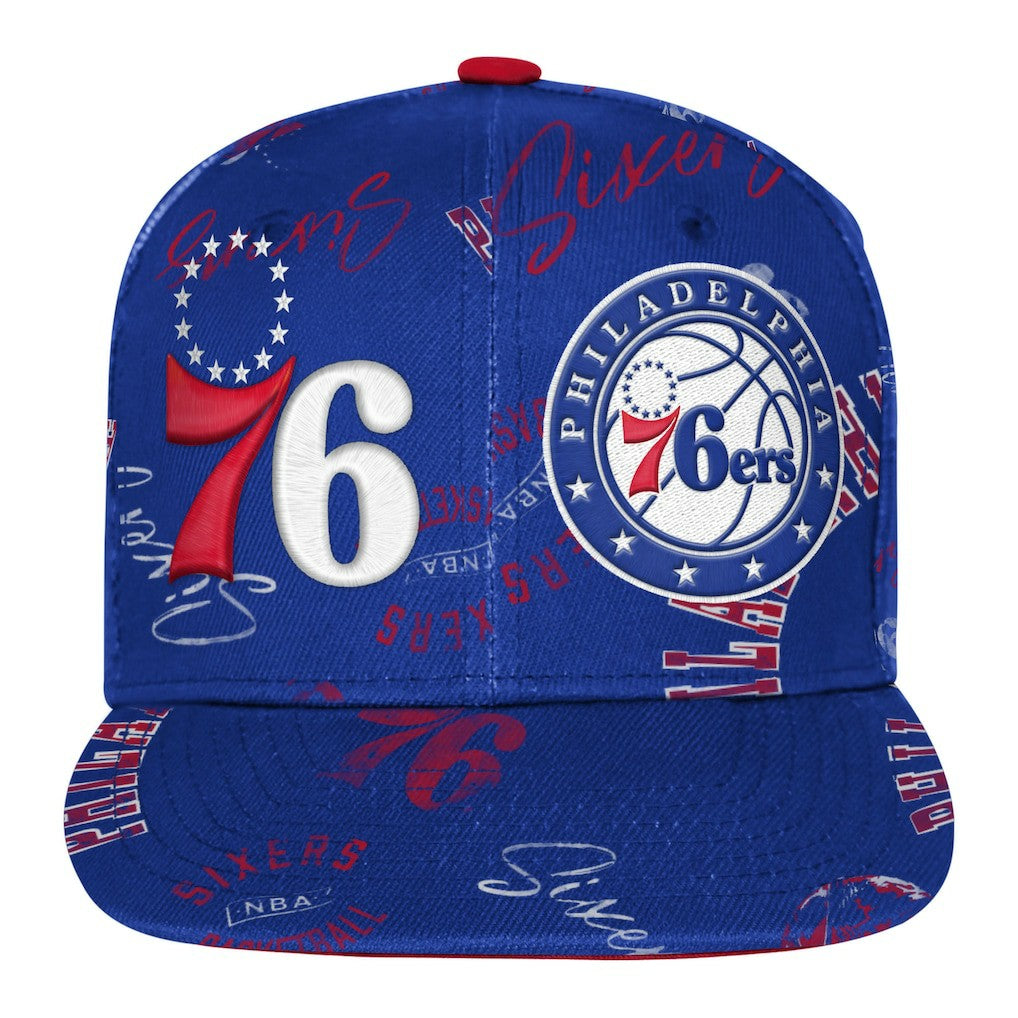 Royal Philadelphia 76ers Outerstuff Youth Street Hooper Allover Print Snapback Hat | NBA