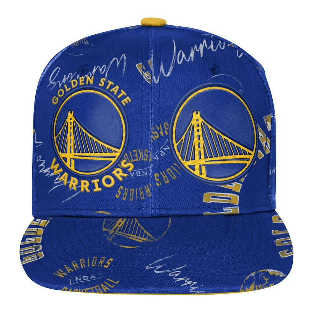 Royal Golden State Warriors Outerstuff Youth Street Hooper Allover Print Snapback Hat sale | NBA