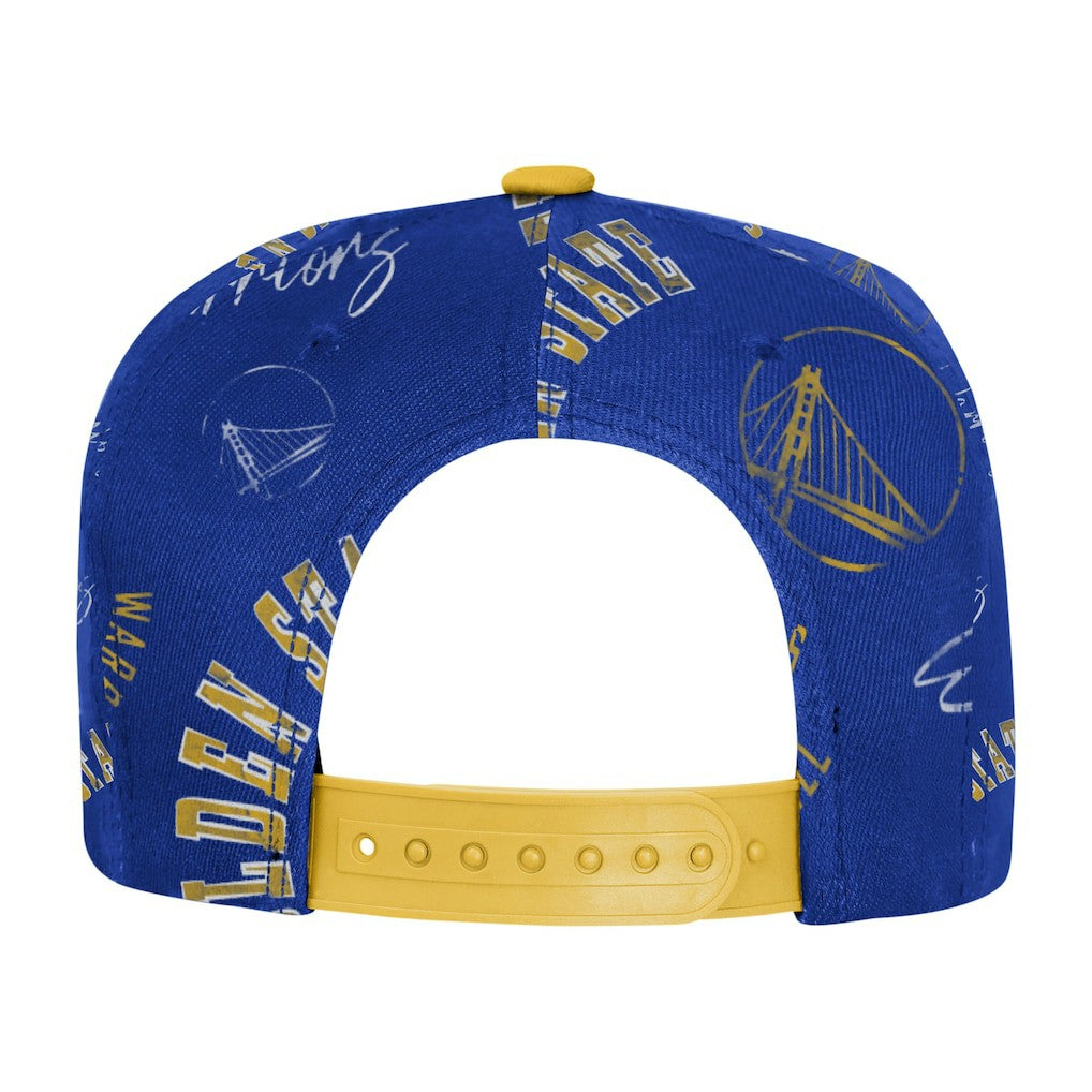 Royal Golden State Warriors Outerstuff Youth Street Hooper Allover Print Snapback Hat sale | NBA
