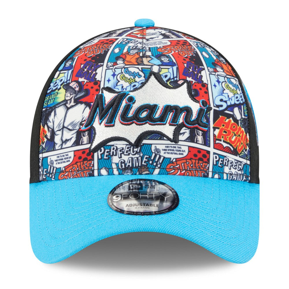 Miami Marlins New Era Youth 2025 MLB Diamond Hero Edition A-Frame 9FORTY Adjustable Hat - MLB Hats
