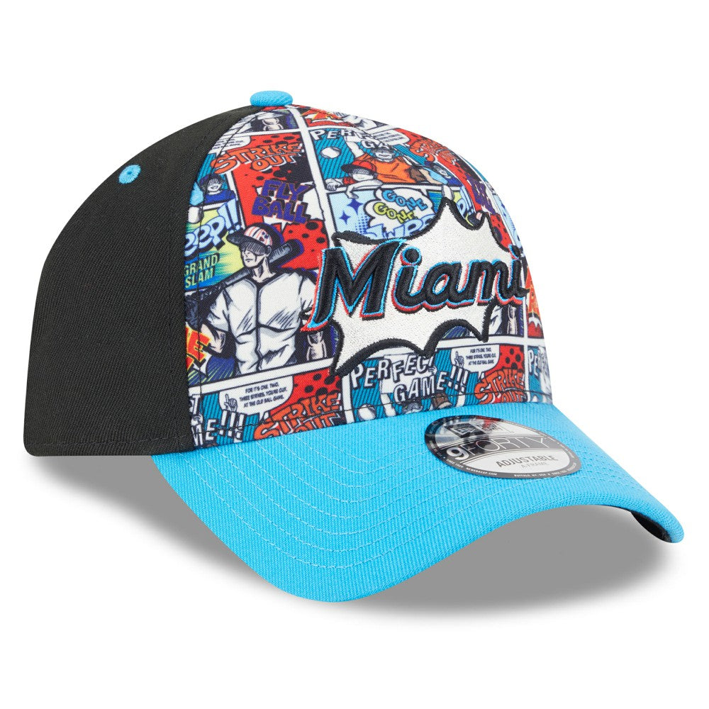 Miami Marlins New Era Youth 2025 MLB Diamond Hero Edition A-Frame 9FORTY Adjustable Hat - MLB Hats