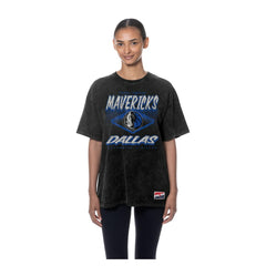 Black Dallas Mavericks Women's Throwback Mineral Wash Oversized T-Shirt sale | NBA