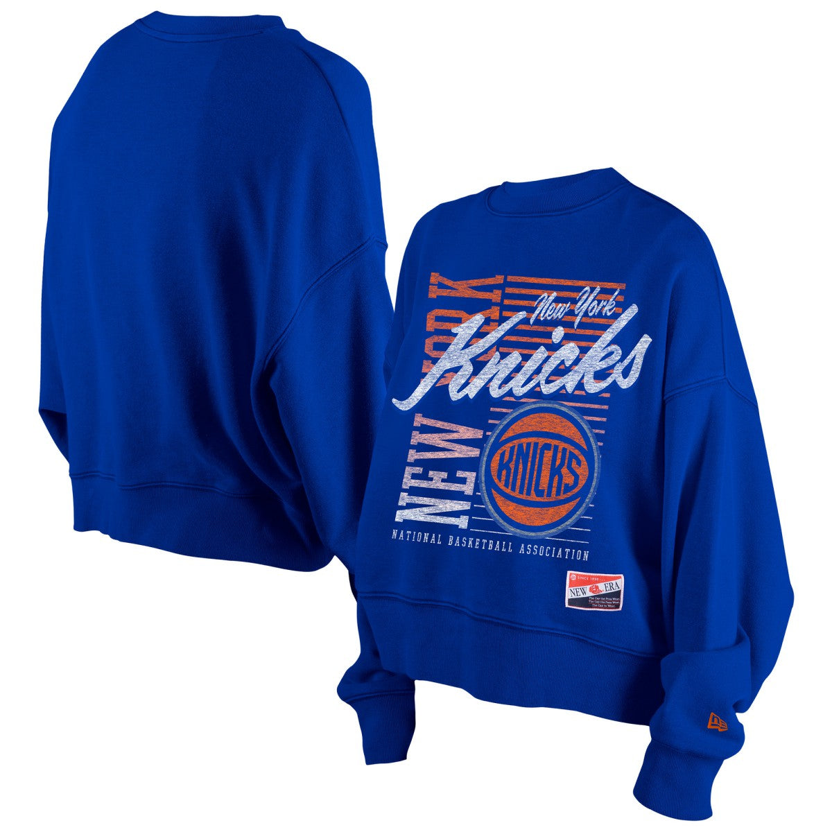 Blue New York Knicks Women's Boxy Throwback Mineral Wash Sweatshirt | NBA