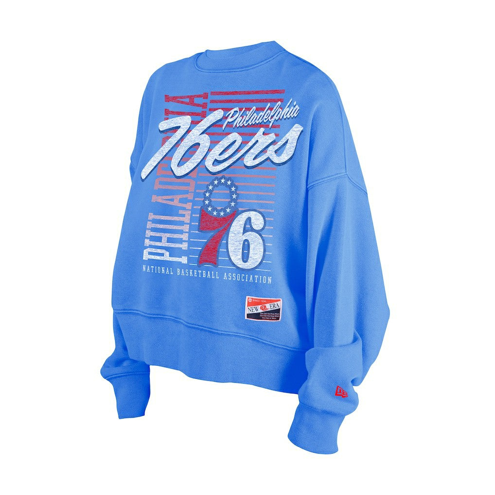 Royal Philadelphia 76ers Women's Boxy Throwback Mineral Wash Sweatshirt | NBA