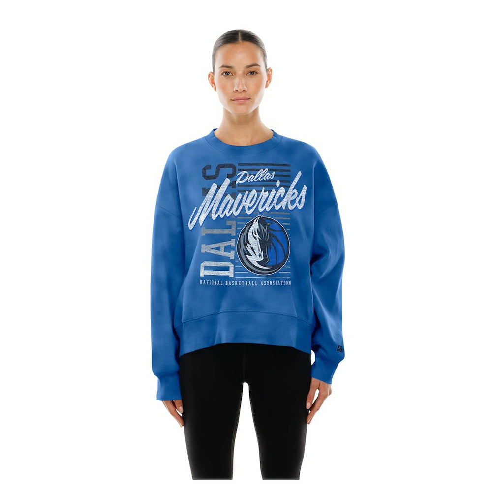 Blue Dallas Mavericks Women's Boxy Throwback Mineral Wash Sweatshirt sale | NBA