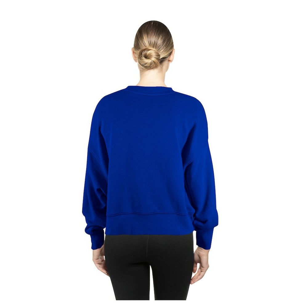 Royal Golden State Warriors Women's Boxy Throwback Mineral Wash Sweatshirt sale | NBA