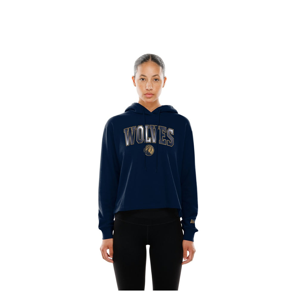 Navy Minnesota Timberwolves Women's Glam Game Open Back Hoodie | NBA