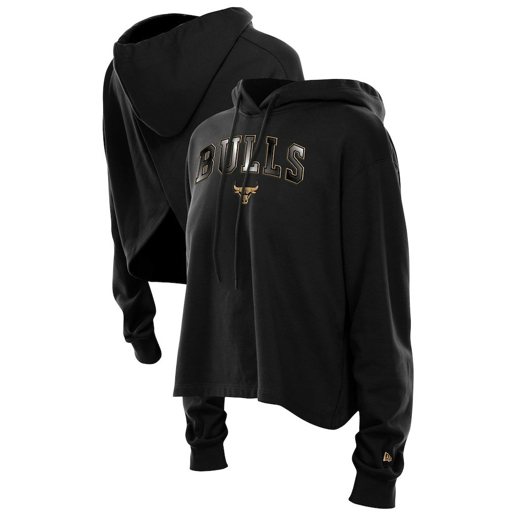 Black Chicago Bulls Women's Glam Game Open Back Hoodie | NBA