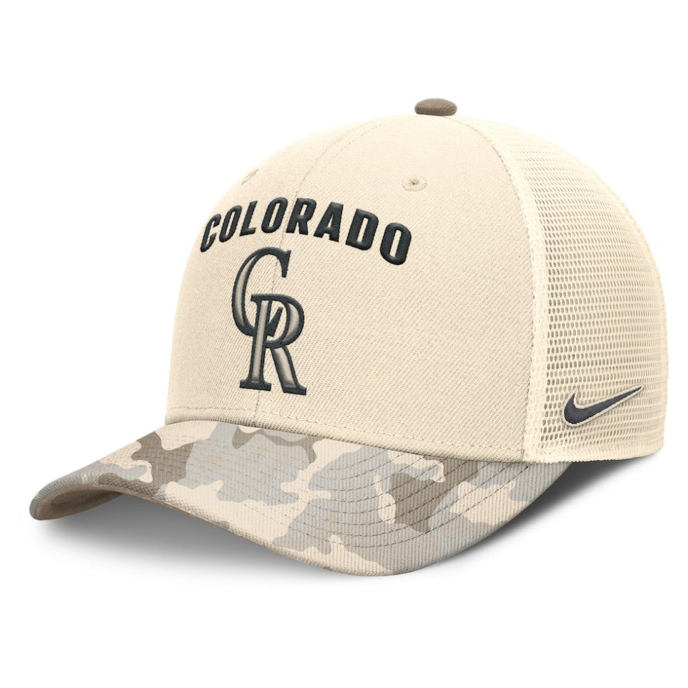 Colorado Rockies Nike Camo Natural Pack Rise Adjustable Trucker Hat - MLB Hats