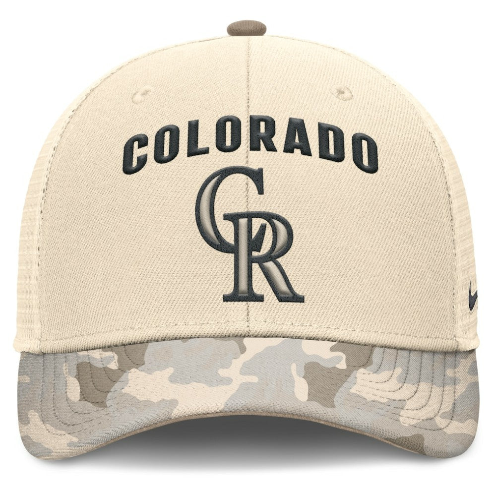Colorado Rockies Nike Camo Natural Pack Rise Adjustable Trucker Hat - MLB Hats