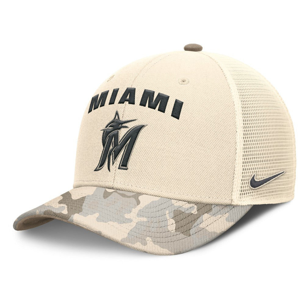Miami Marlins Nike Camo Natural Pack Rise Adjustable Trucker Hat - MLB Hats
