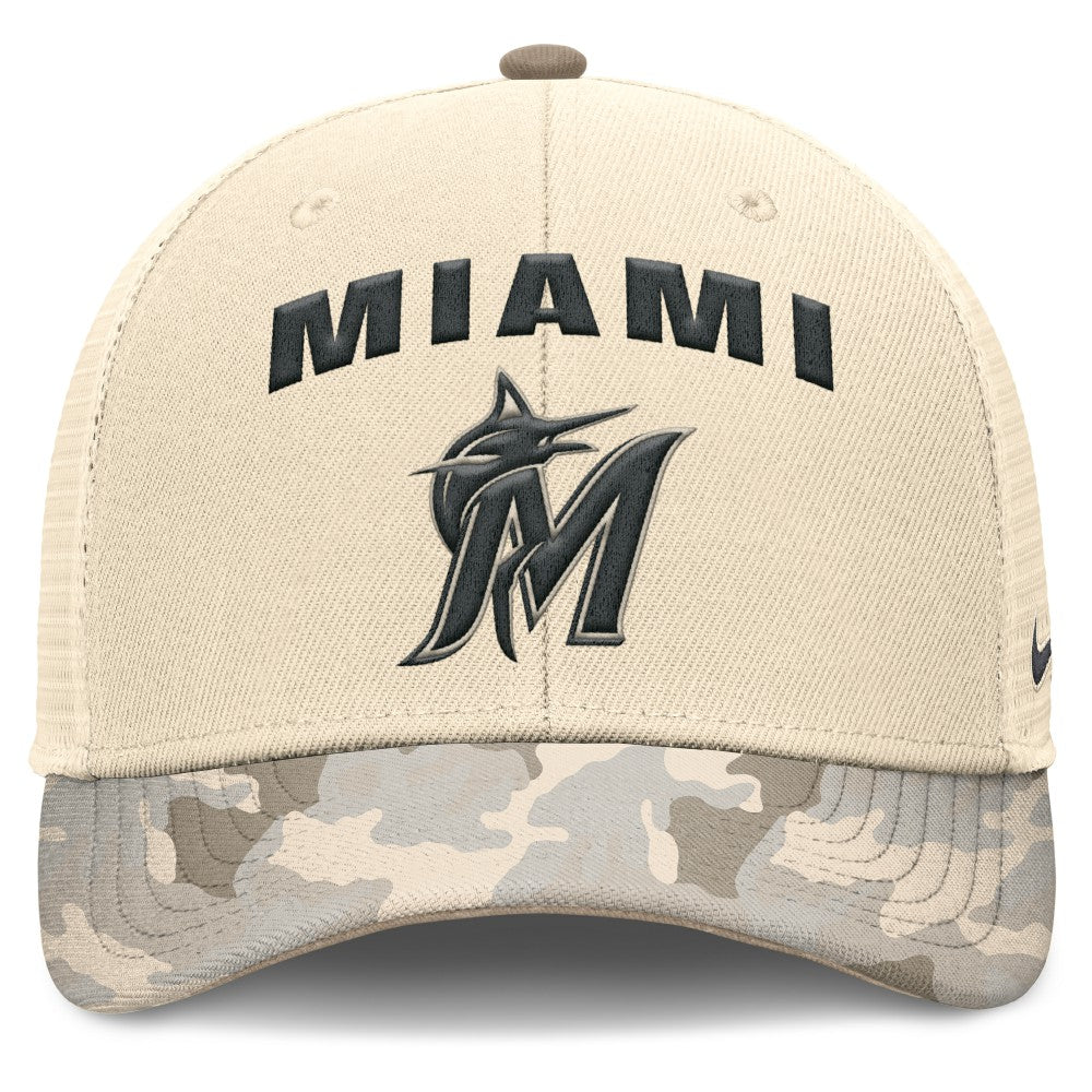 Miami Marlins Nike Camo Natural Pack Rise Adjustable Trucker Hat - MLB Hats