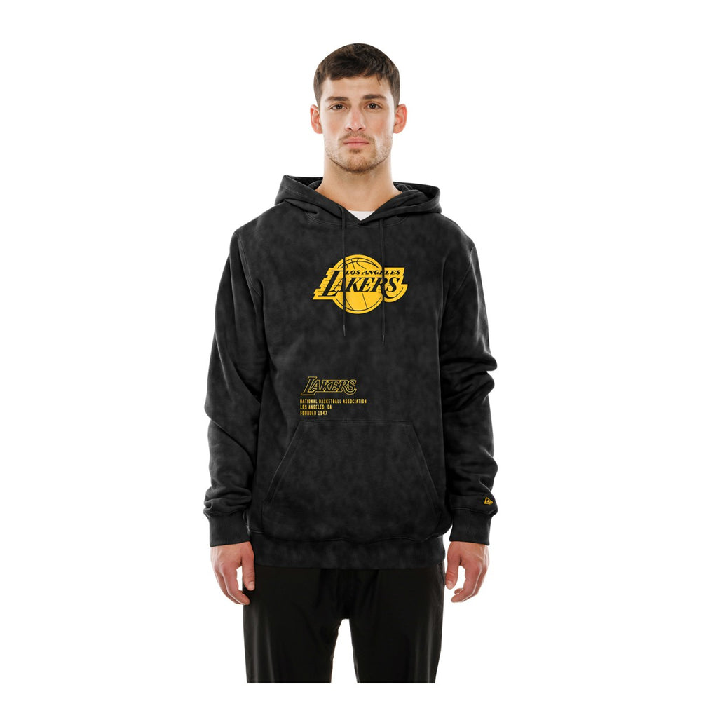 Black Los Angeles Lakers Sport Night Mineral Wash Pullover Hoodie | NBA