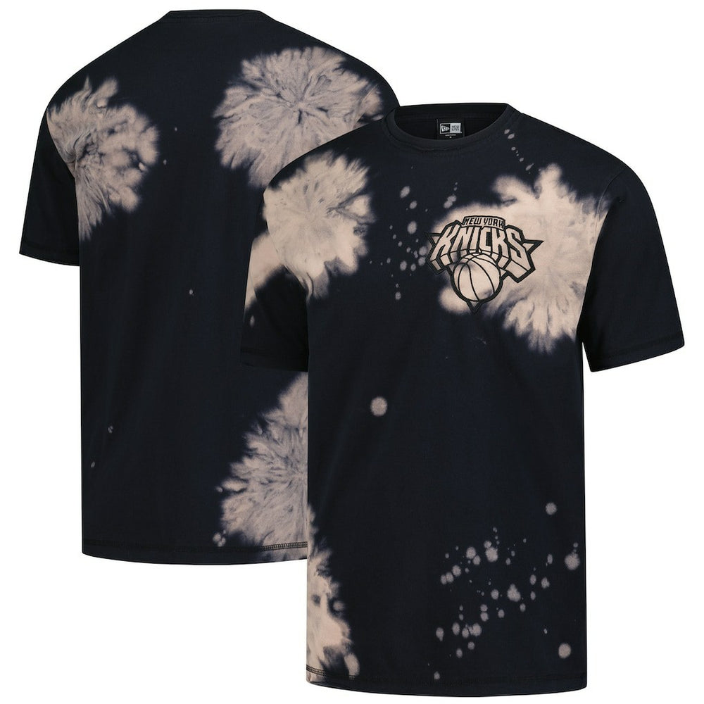 Black New York Knicks Injection Bleached Out Raw Edge Oversized T-Shirt | NBA