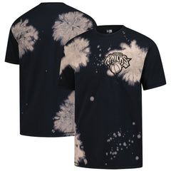 Black New York Knicks Injection Bleached Out Raw Edge Oversized T-Shirt | NBA