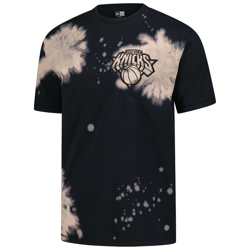 Black New York Knicks Injection Bleached Out Raw Edge Oversized T-Shirt | NBA