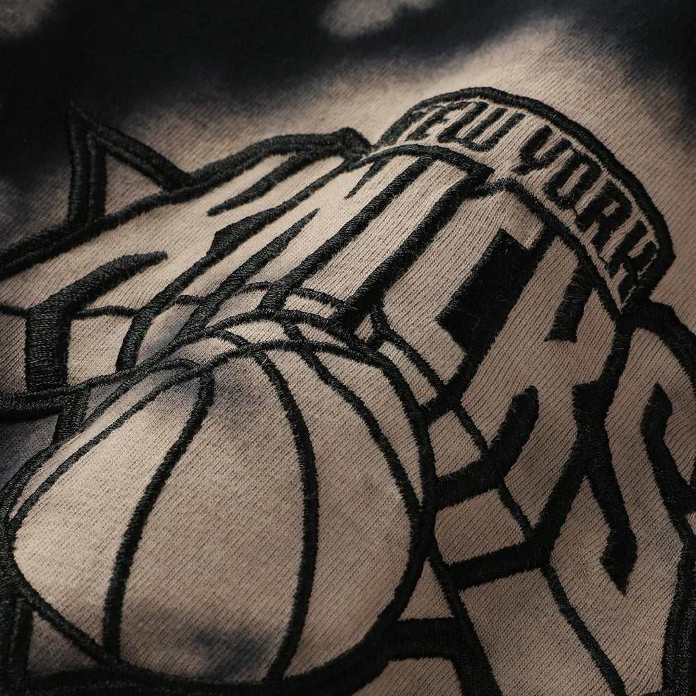 Black New York Knicks Injection Bleached Out Raw Edge Oversized T-Shirt | NBA