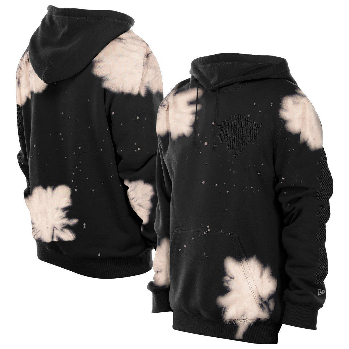 Black New York Knicks Injection Bleached Out Raw Edge Hoodie | NBA