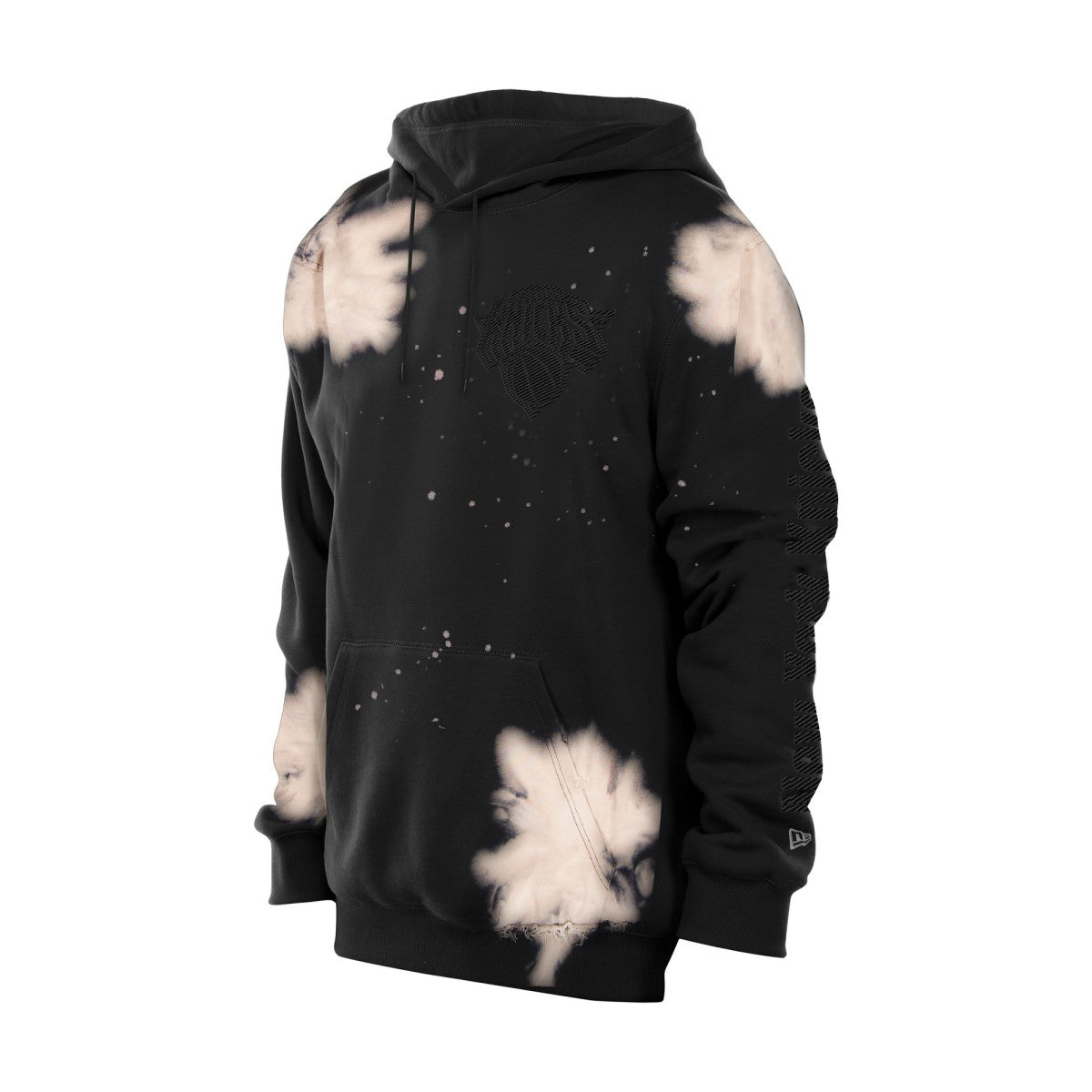 Black New York Knicks Injection Bleached Out Raw Edge Hoodie | NBA
