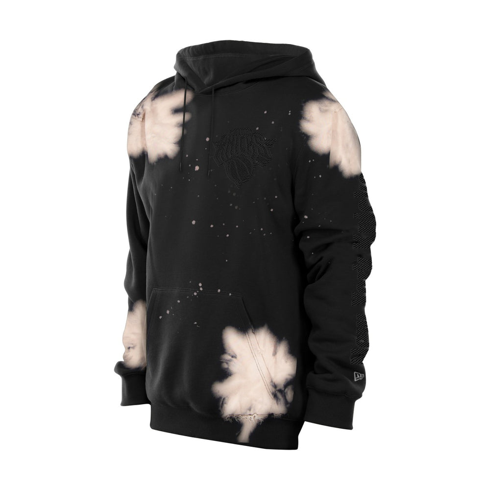 Black New York Knicks Injection Bleached Out Raw Edge Hoodie | NBA