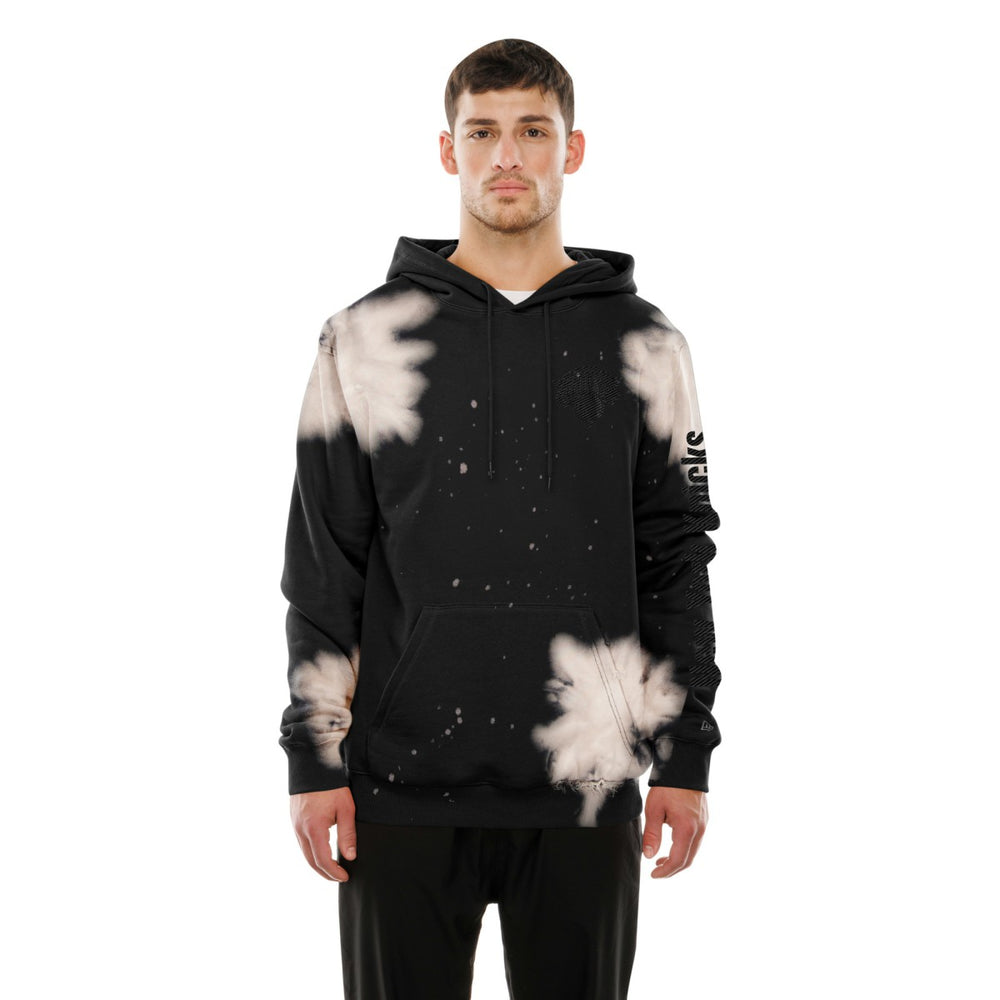 Black New York Knicks Injection Bleached Out Raw Edge Hoodie | NBA