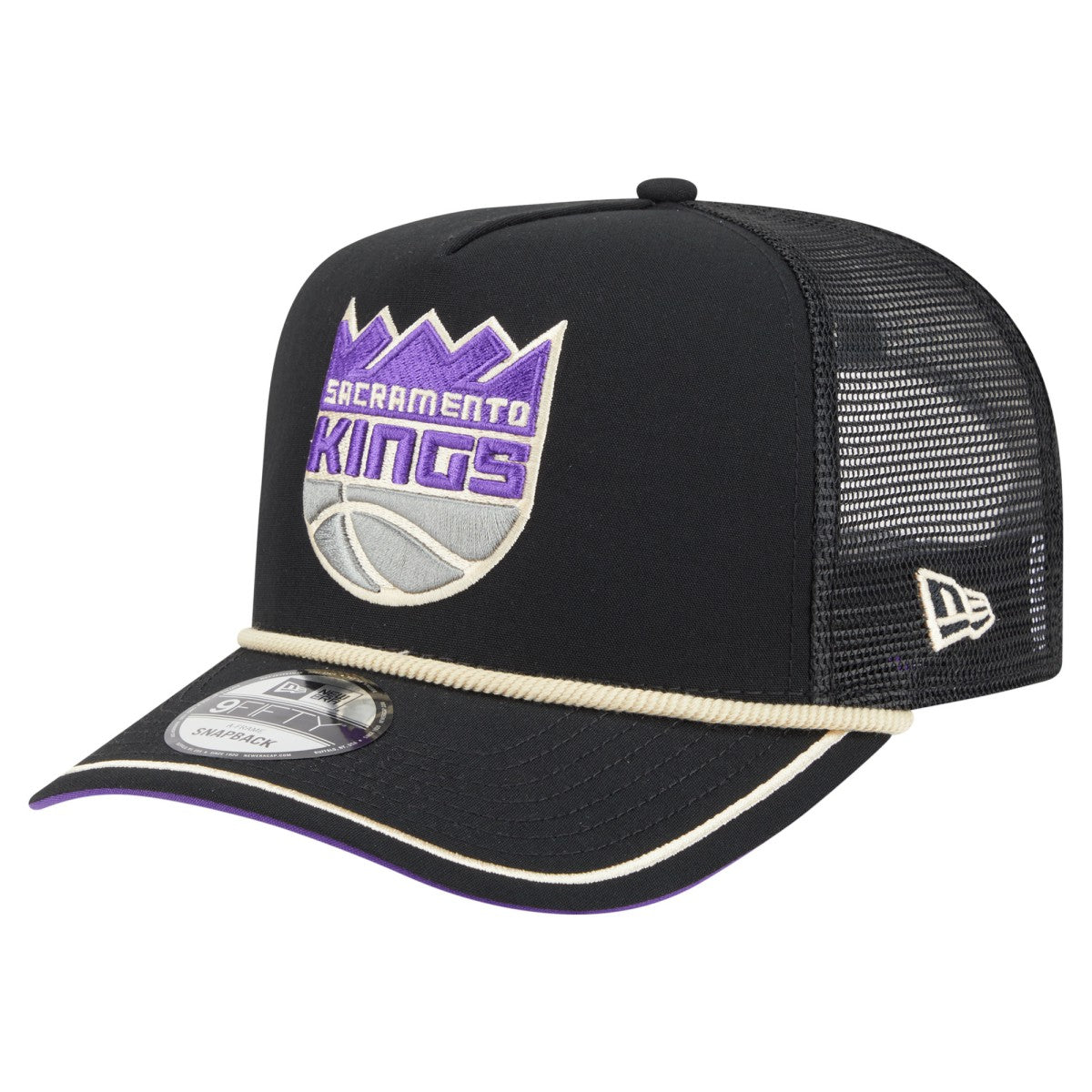 Black Sacramento Kings Vintage Team Rope A-Frame 9FIFTY Snapback Hat | NBA