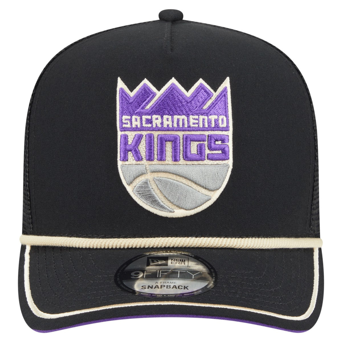 Black Sacramento Kings Vintage Team Rope A-Frame 9FIFTY Snapback Hat | NBA