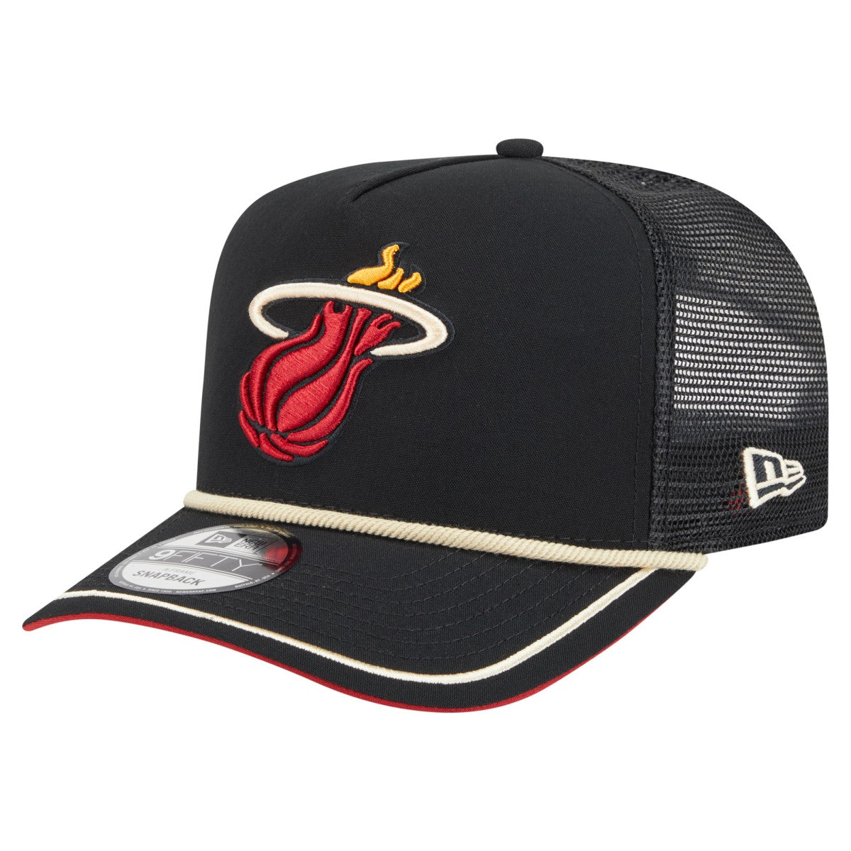 Black Miami Heat Vintage Team Rope A-Frame 9FIFTY Snapback Hat | NBA