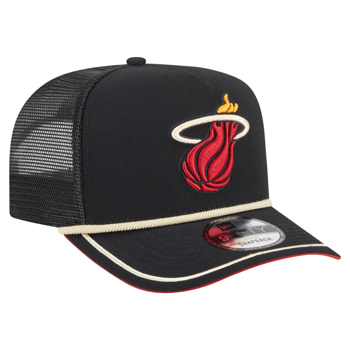 Black Miami Heat Vintage Team Rope A-Frame 9FIFTY Snapback Hat | NBA