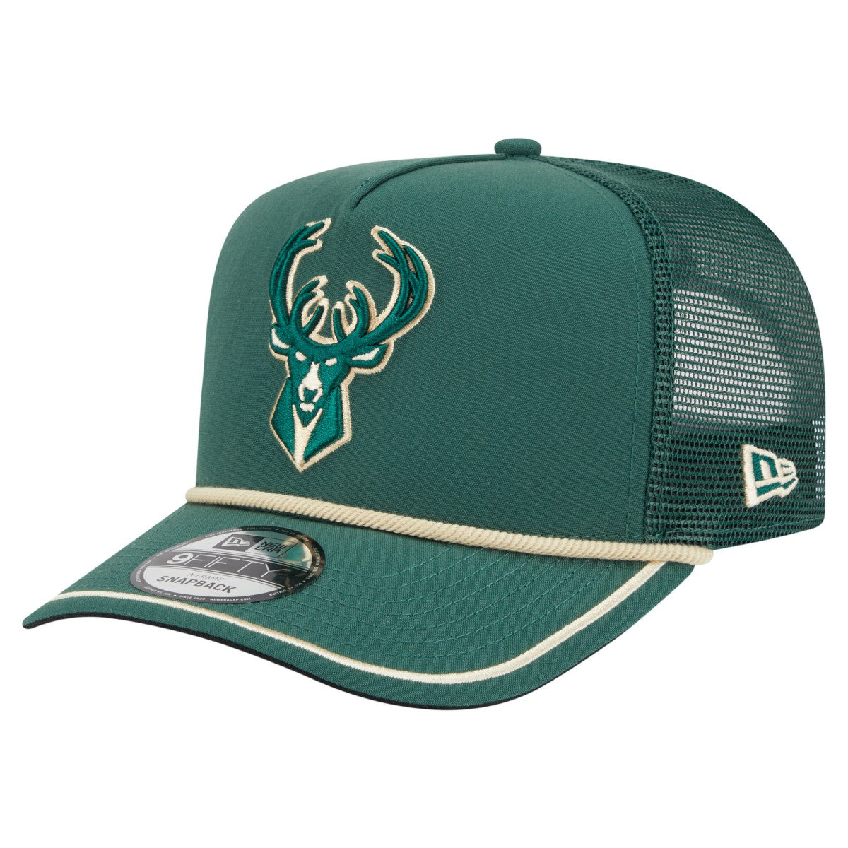 Hunter Green Milwaukee Bucks Vintage Team Rope A-Frame 9FIFTY Snapback Hat | NBA