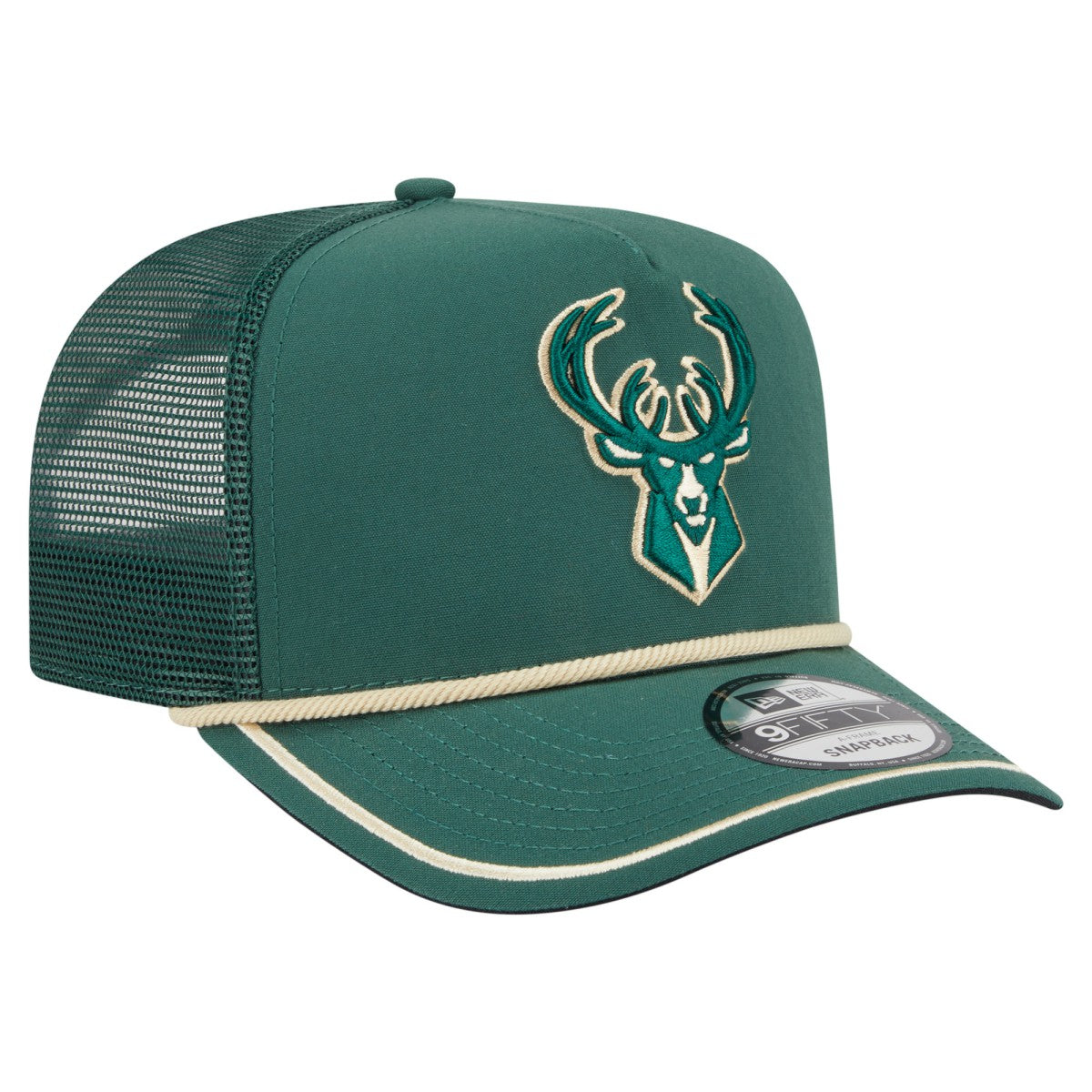 Hunter Green Milwaukee Bucks Vintage Team Rope A-Frame 9FIFTY Snapback Hat | NBA