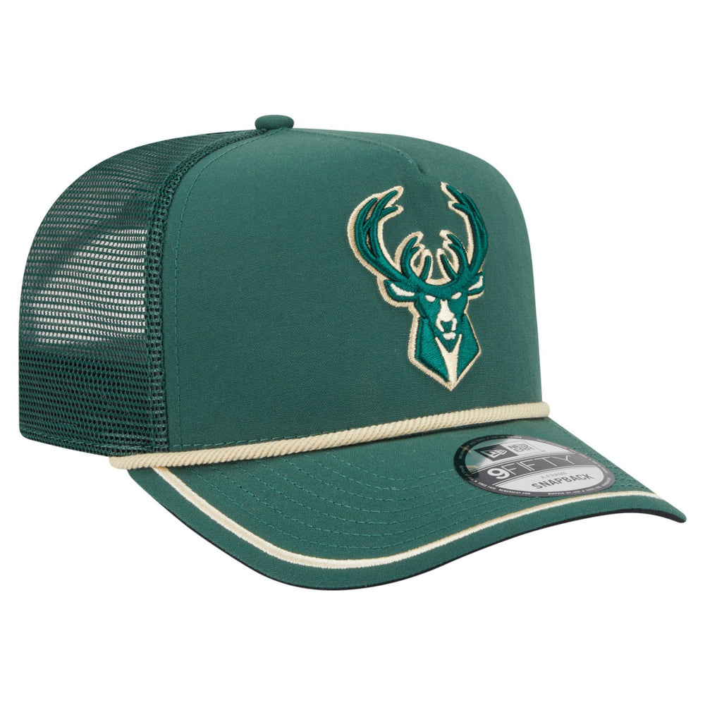 Hunter Green Milwaukee Bucks Vintage Team Rope A-Frame 9FIFTY Snapback Hat | NBA
