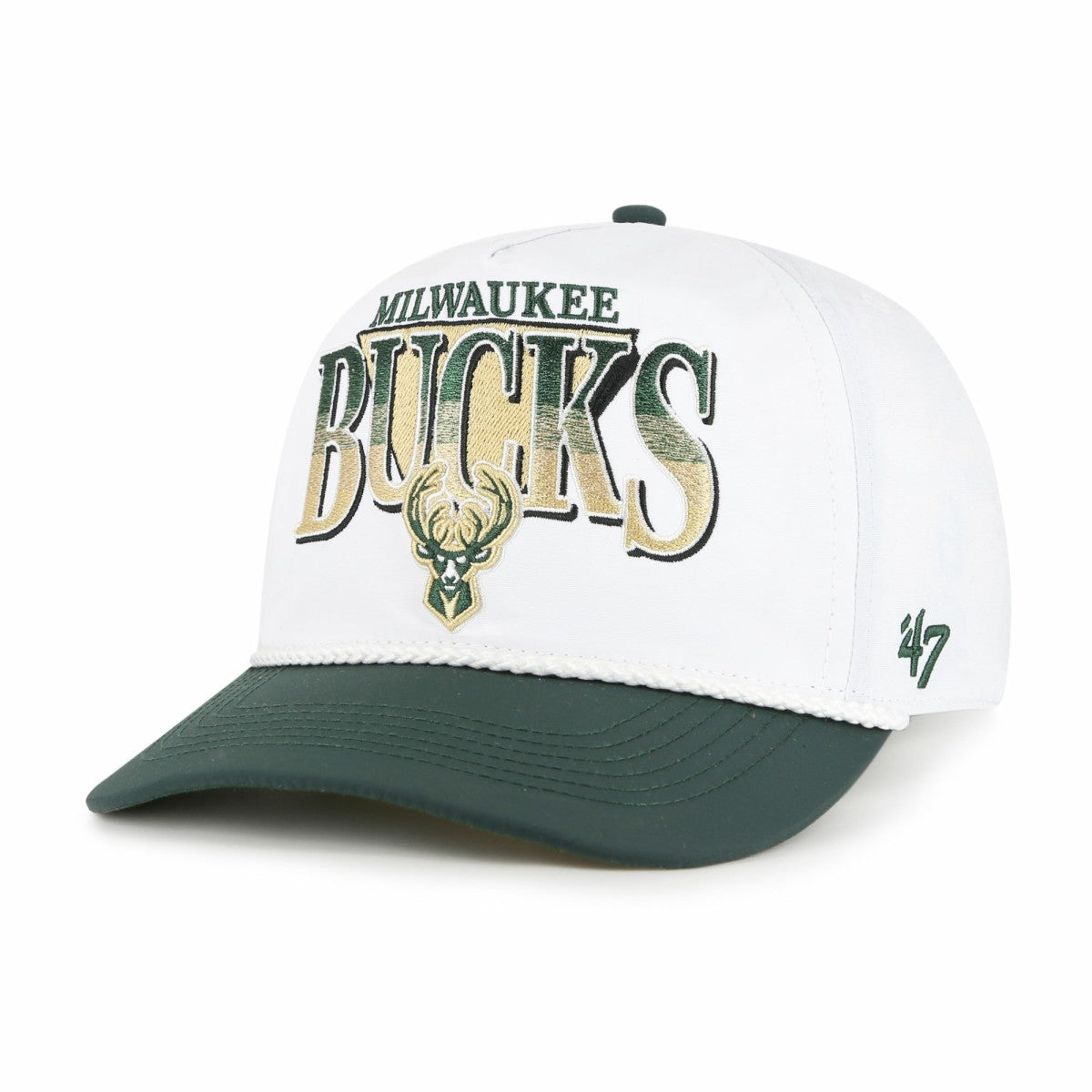 White/Hunter Green Milwaukee Bucks '47 Tribute Two-Tone Hitch Adjustable Hat | NBA