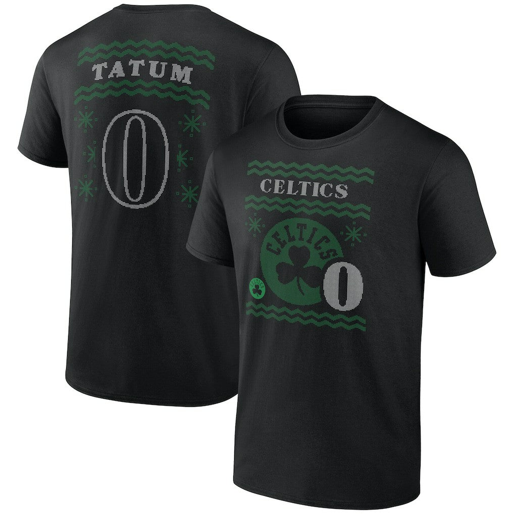 Black Jayson Tatum Boston Celtics Ugly Sweater Name & Number T-Shirt | NBA