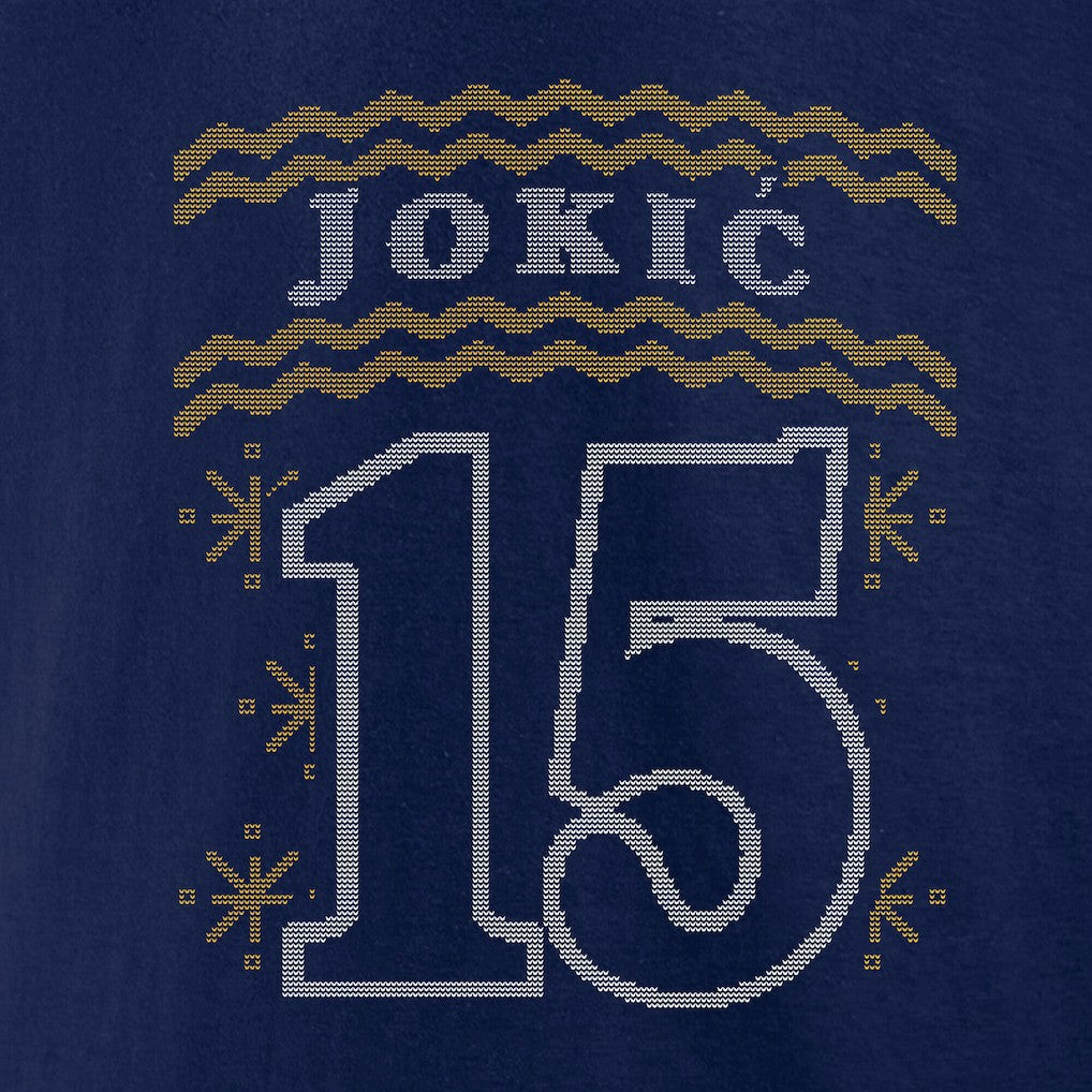 Navy Nikola Jokic Denver Nuggets Ugly Sweater Name & Number T-Shirt sale | NBA