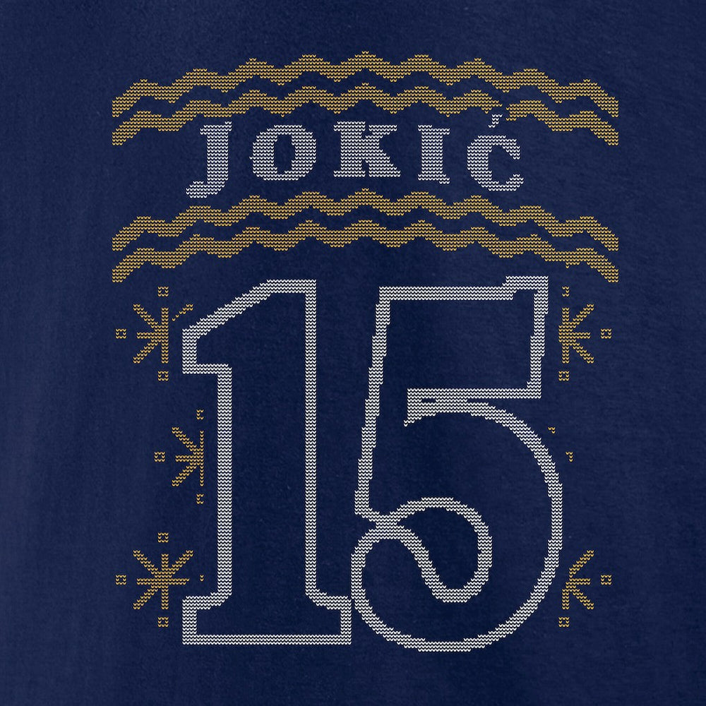 Navy Nikola Jokic Denver Nuggets Ugly Sweater Name & Number T-Shirt sale | NBA