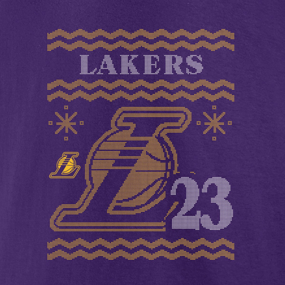 Purple LeBron James Los Angeles Lakers Ugly Sweater Name & Number T-Shirt | NBA
