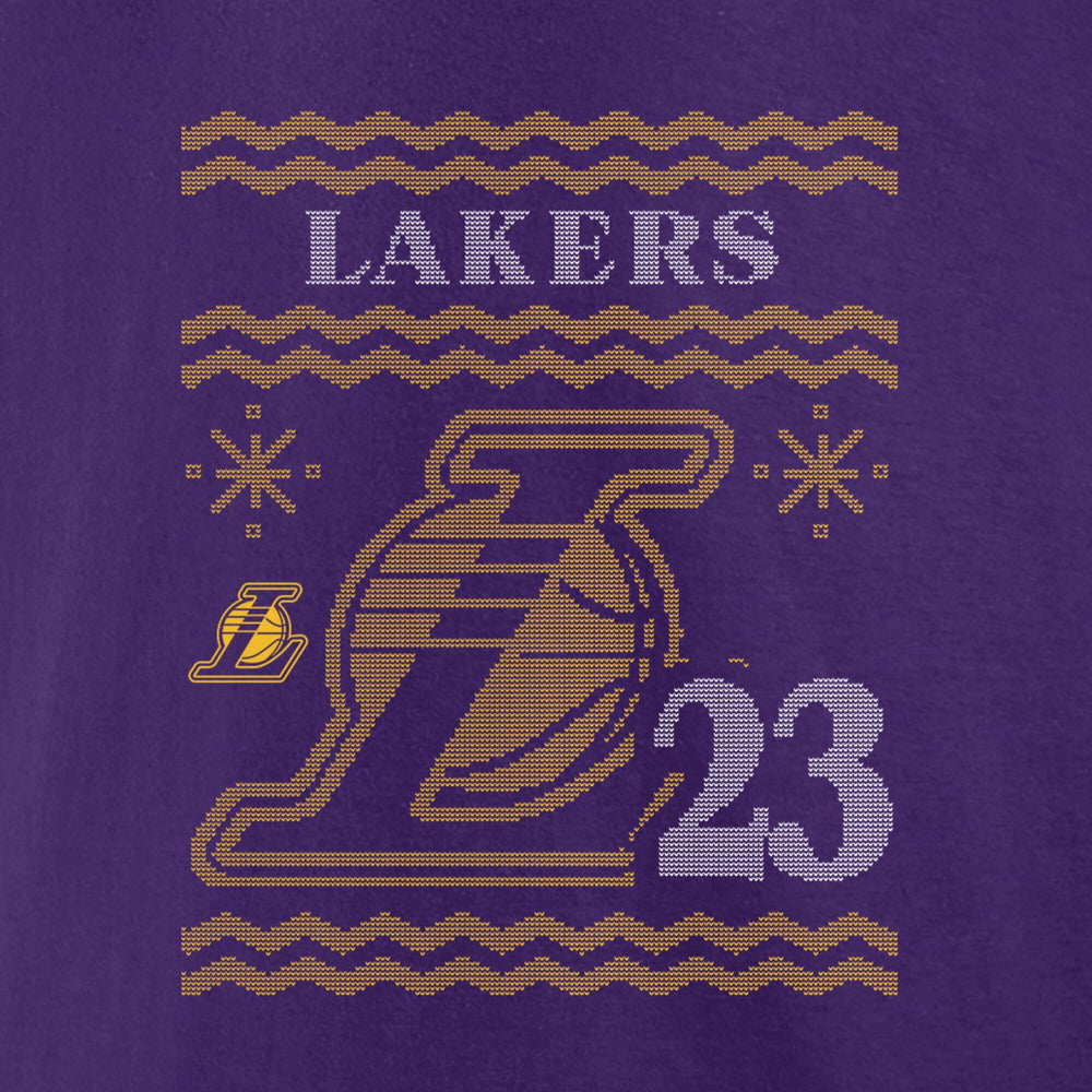 Purple LeBron James Los Angeles Lakers Ugly Sweater Name & Number T-Shirt | NBA