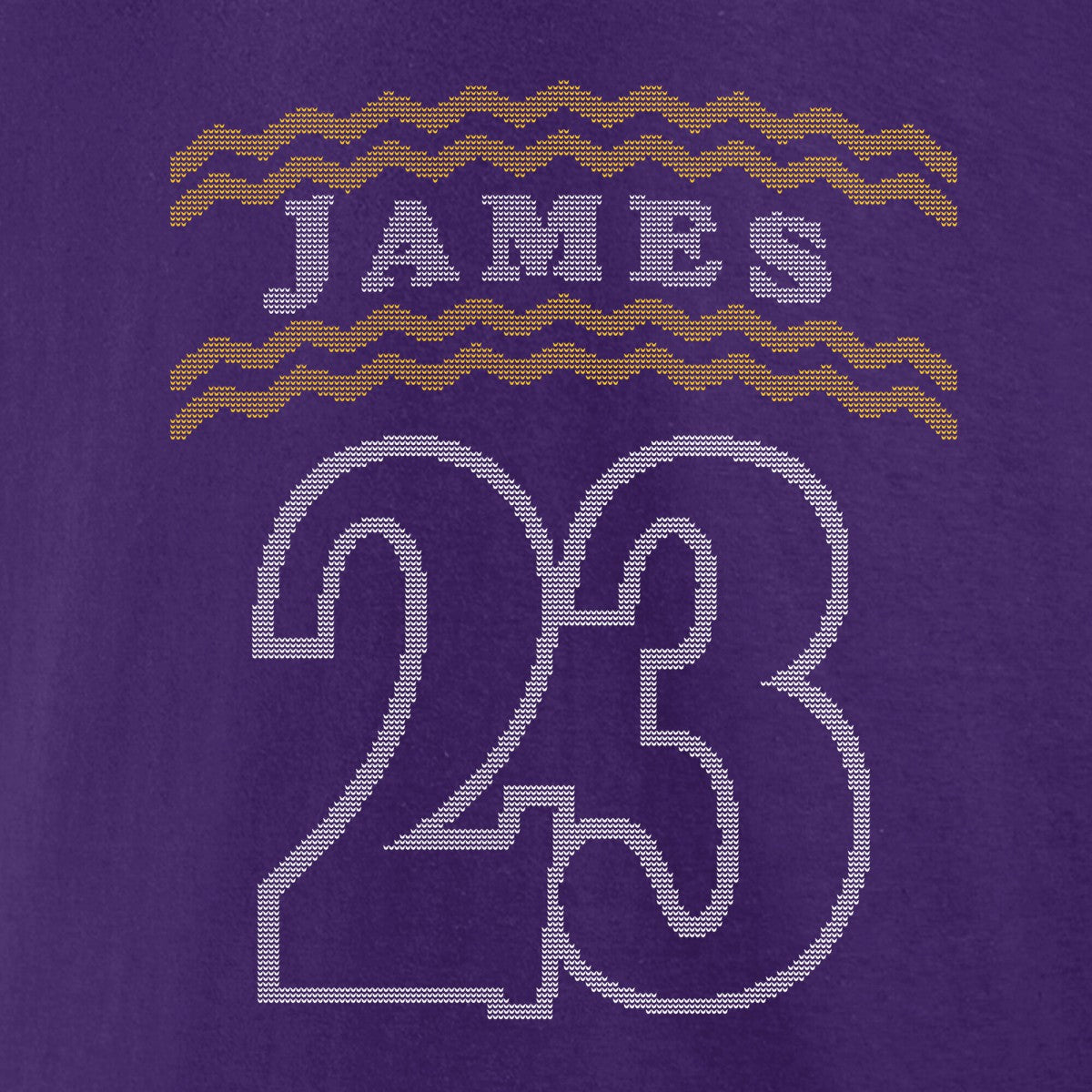 Purple LeBron James Los Angeles Lakers Ugly Sweater Name & Number T-Shirt | NBA