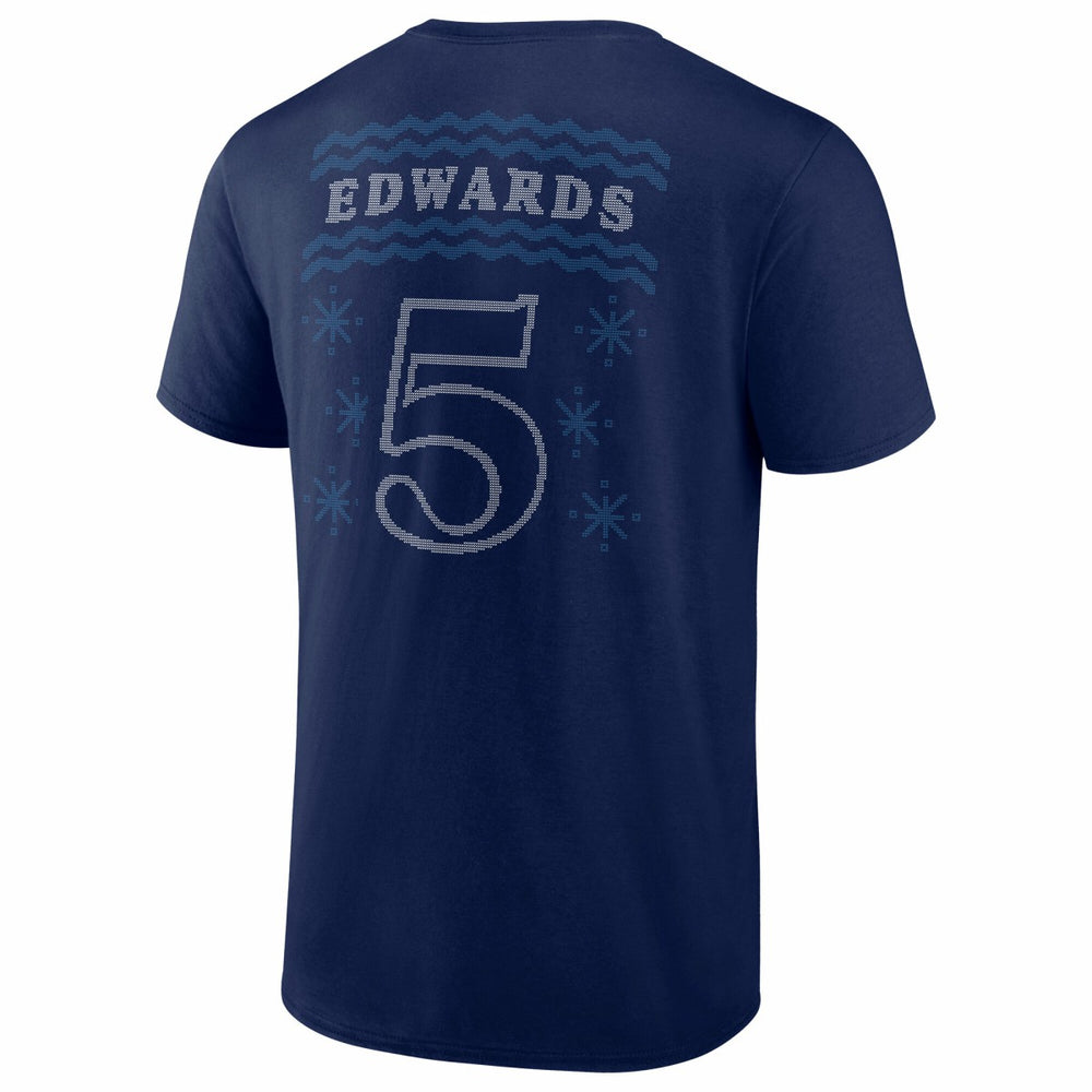 Navy Anthony Edwards Minnesota Timberwolves Ugly Sweater Name & Number T-Shirt | NBA