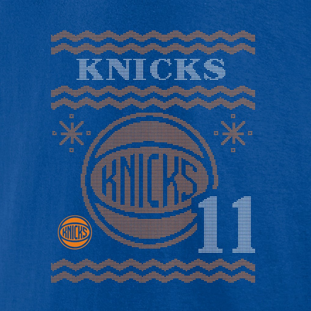 Blue Jalen Brunson New York Knicks Ugly Sweater Name & Number T-Shirt | NBA