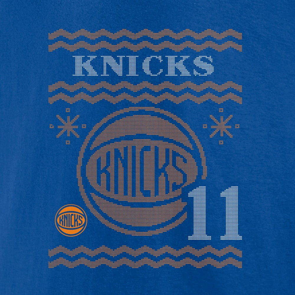 Blue Jalen Brunson New York Knicks Ugly Sweater Name & Number T-Shirt | NBA