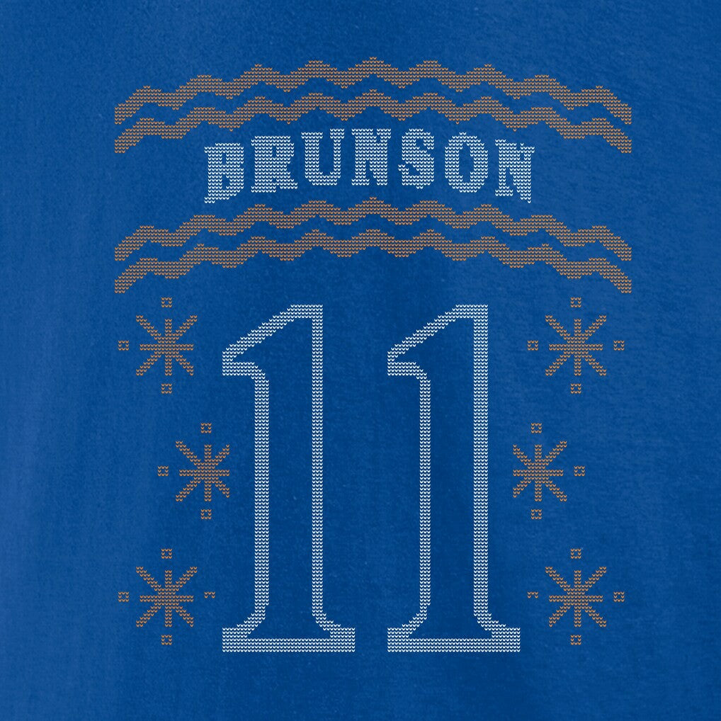 Blue Jalen Brunson New York Knicks Ugly Sweater Name & Number T-Shirt | NBA