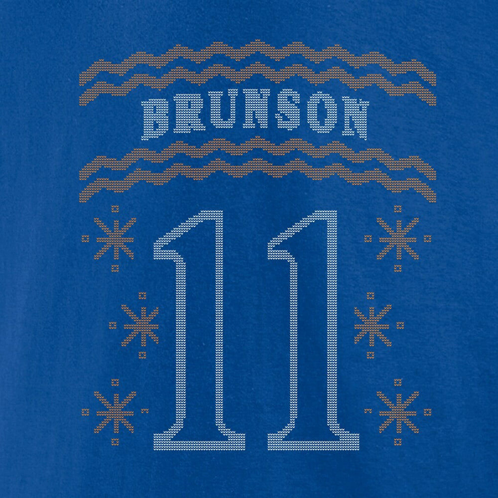 Blue Jalen Brunson New York Knicks Ugly Sweater Name & Number T-Shirt | NBA