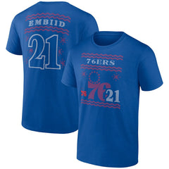 Royal Joel Embiid Philadelphia 76ers Ugly Sweater Name & Number T-Shirt | NBA