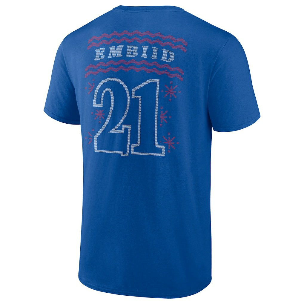 Royal Joel Embiid Philadelphia 76ers Ugly Sweater Name & Number T-Shirt | NBA