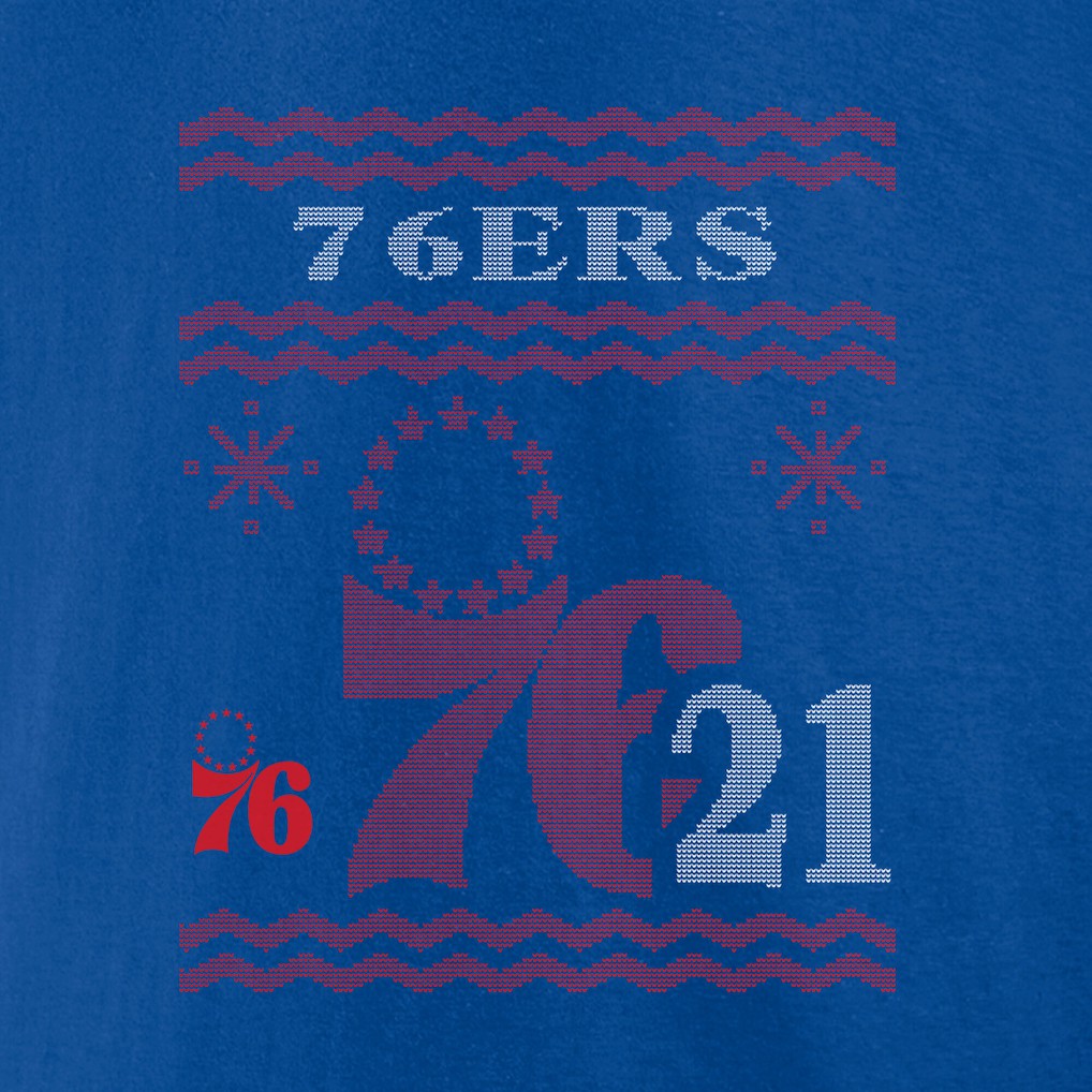 Royal Joel Embiid Philadelphia 76ers Ugly Sweater Name & Number T-Shirt | NBA