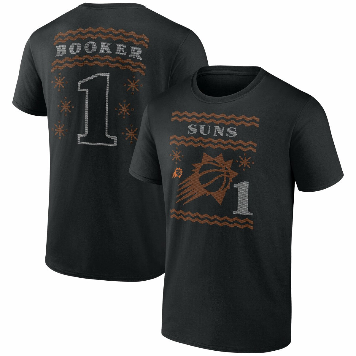 Black Devin Booker Phoenix Suns Ugly Sweater Name & Number T-Shirt | NBA